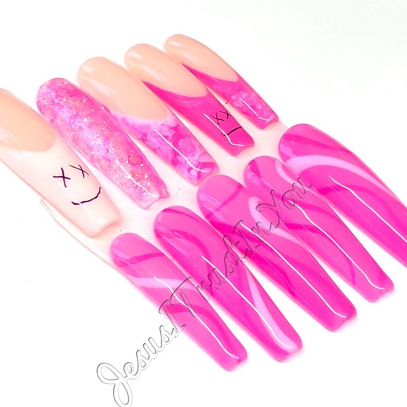 HAPPY FACE ☺️- XXL BALLERINA PRESS ON NAILS - Picture 9 of 12